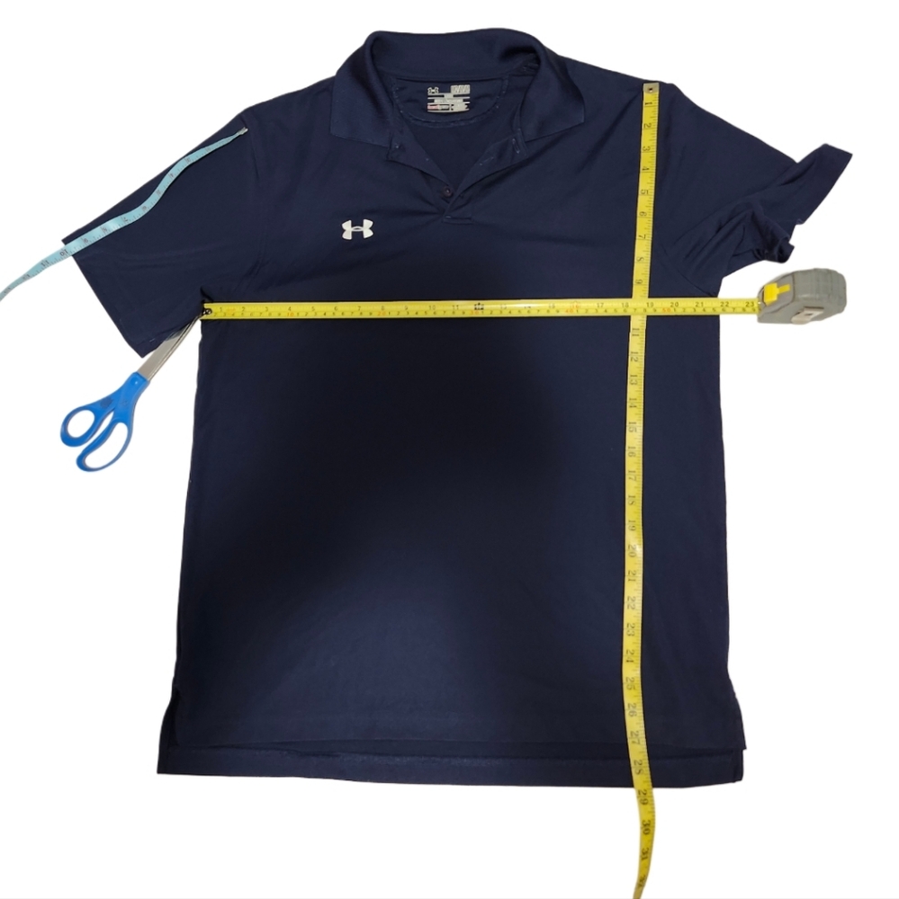 Under Armour  Men's M   Polo   Moisture Wicking   Shirt   Navy Blue - Picture 7 of 9